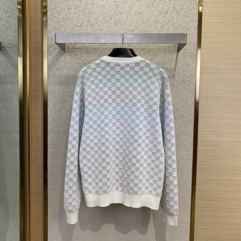 LV Gradient Checkerboard Knit Round Neck Long Sleeve 1