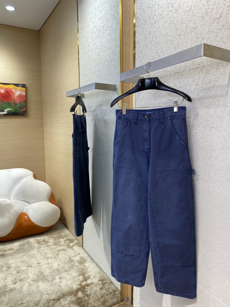 Prada Triangle Leather Label Denim Trousers 2