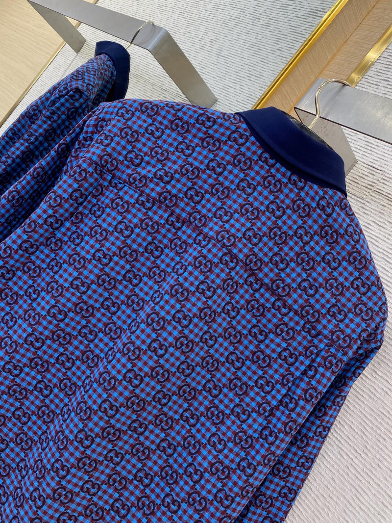 Gucci turndown collar Printed Long Sleeve Shirt Blue 7