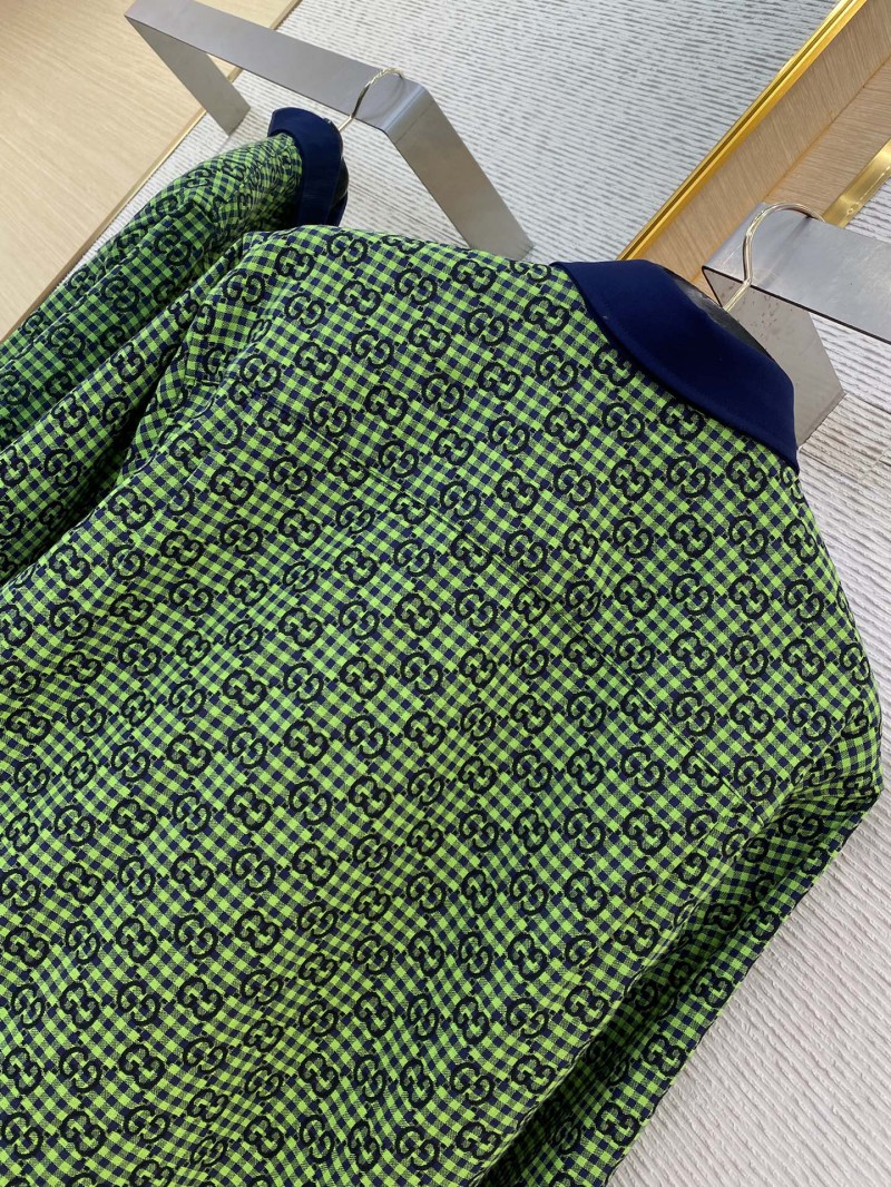 Gucci turndown collar Printed Long Sleeve Shirt Green 7