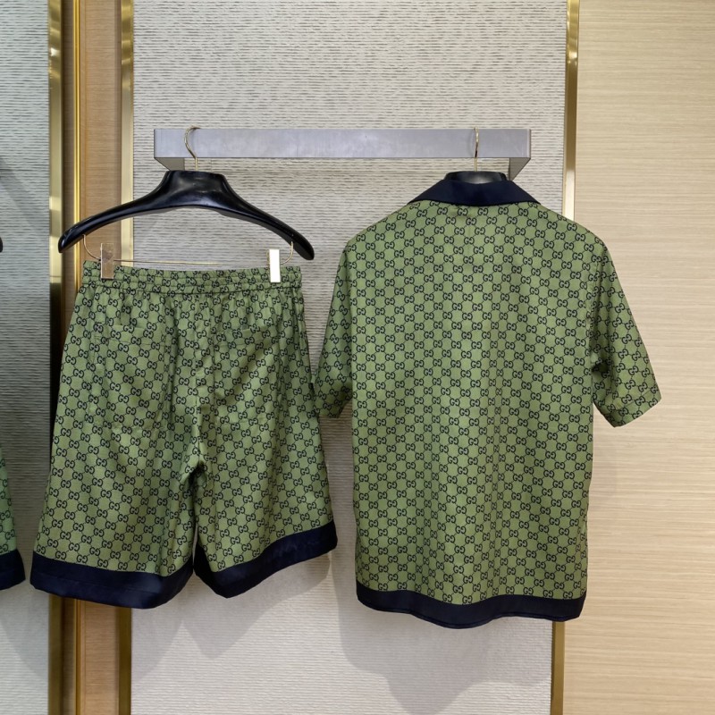 Gucci Double G Print Silk Short Sleeve Shirt 1