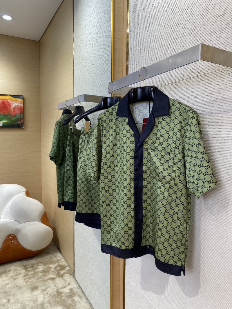 Gucci Double G Print Silk Short Sleeve Shirt 2