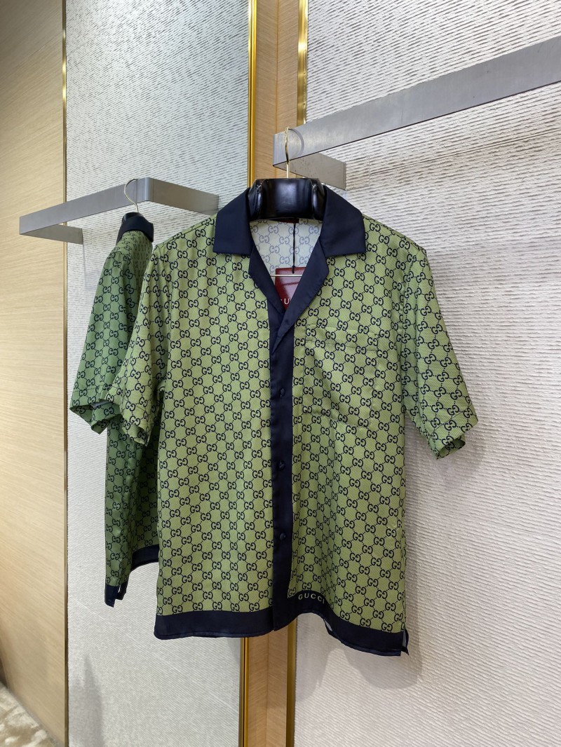 Gucci Double G Print Silk Short Sleeve Shirt 4