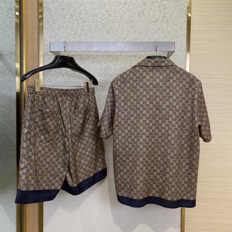 Gucci Colourful Horse Button Print Silk Shorts 1