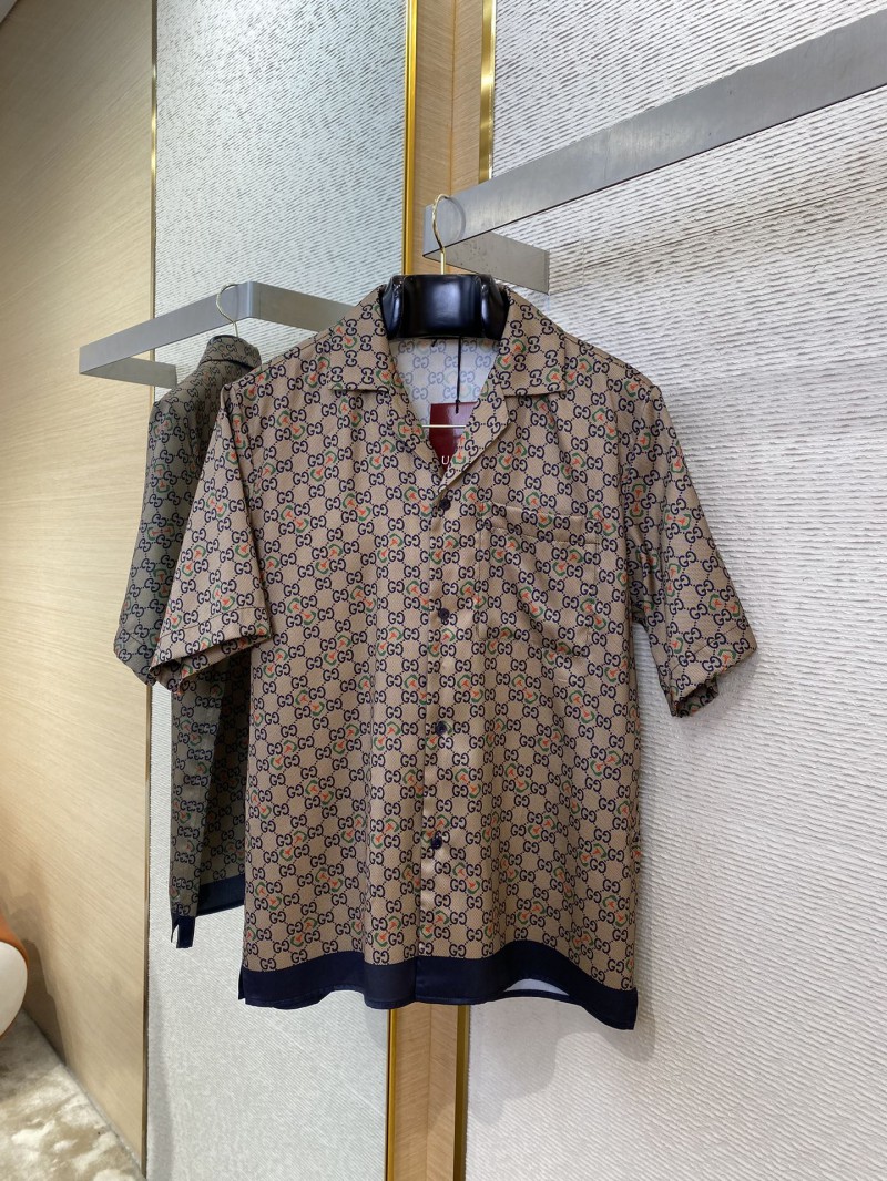 Gucci Colourful Horse Button Print Silk Short Sleeve Shirt 4