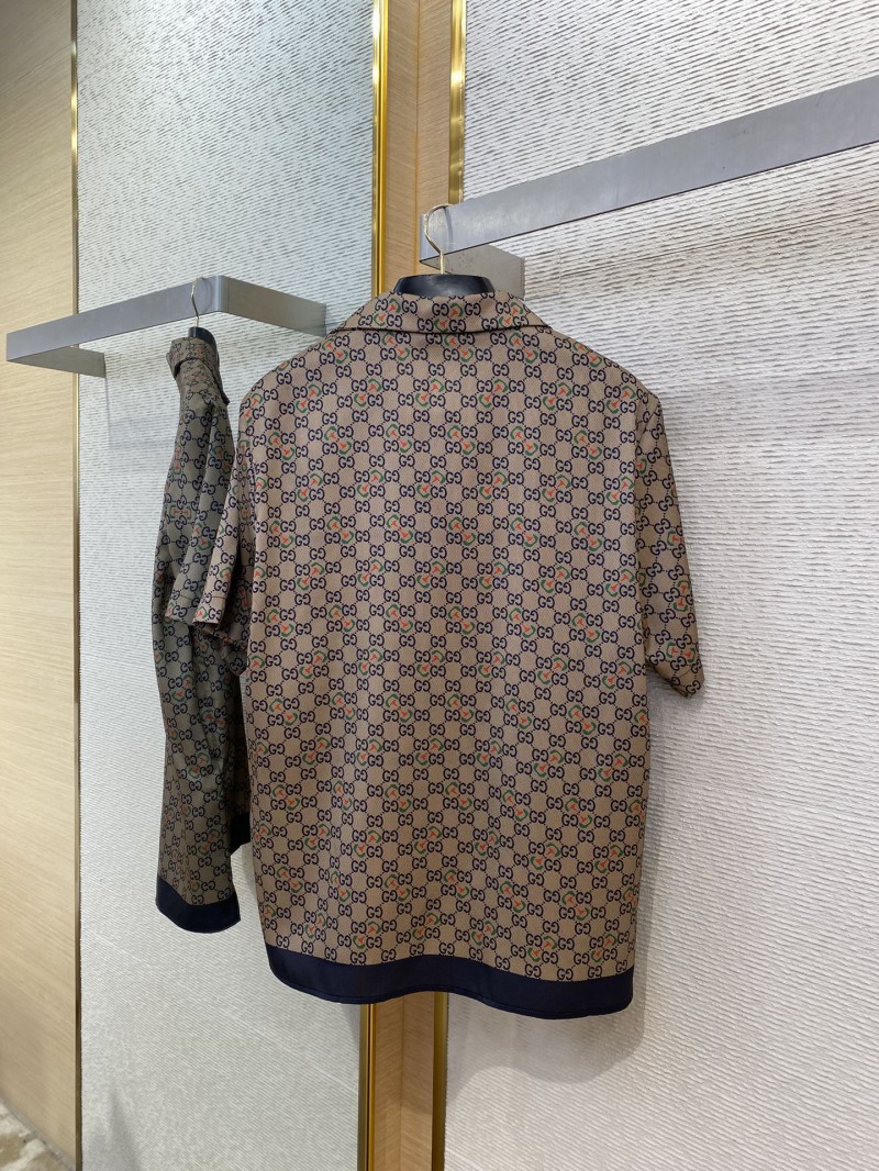 Gucci Colourful Horse Button Print Silk Short Sleeve Shirt 6