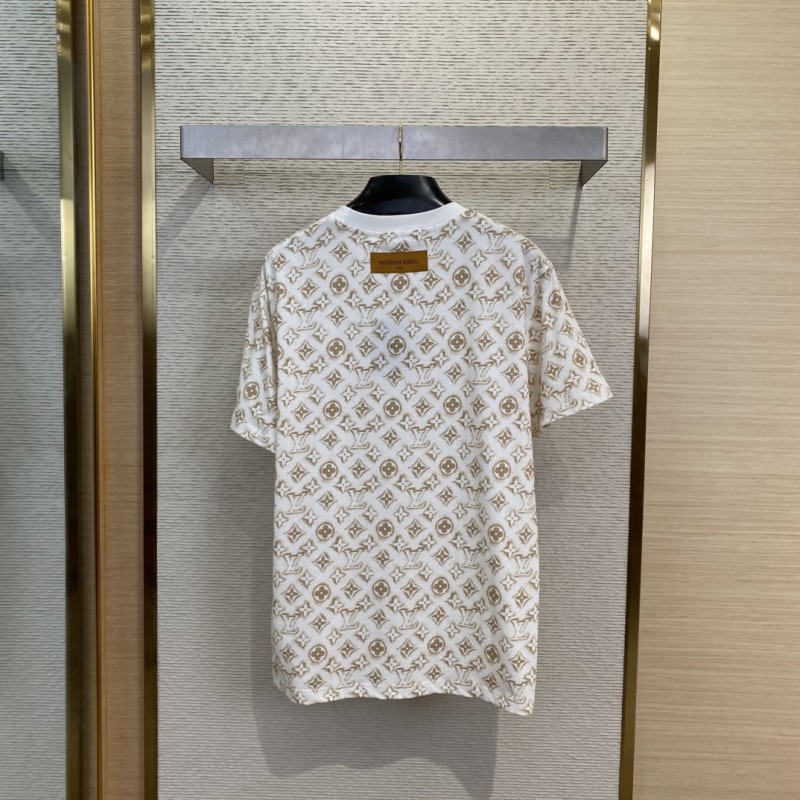 LV Logo Printed Crew Neck Short Sleeve T-Shirt 1