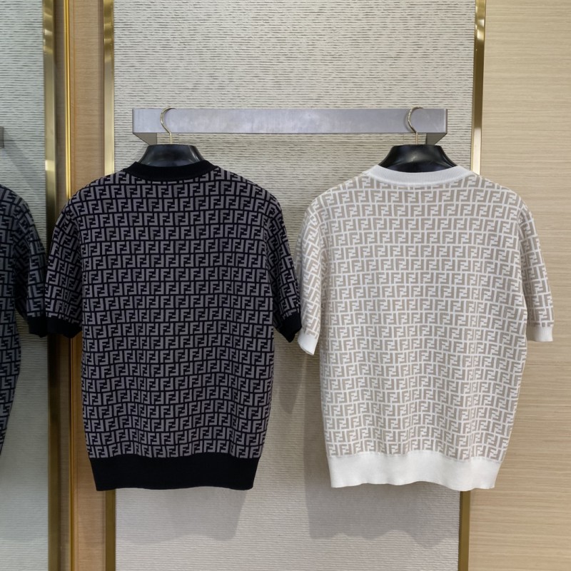 Fendi Full Print FF Knit Short Sleeve White 1