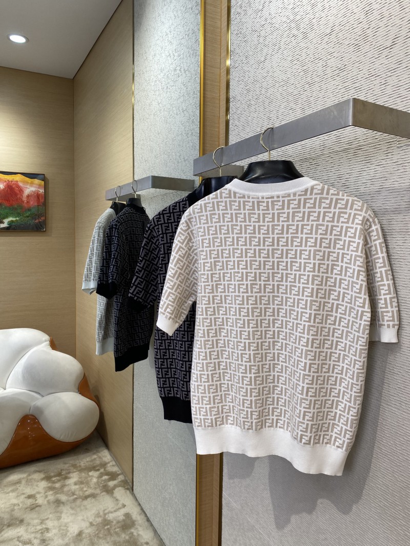 Fendi Full Print FF Knit Short Sleeve White 3
