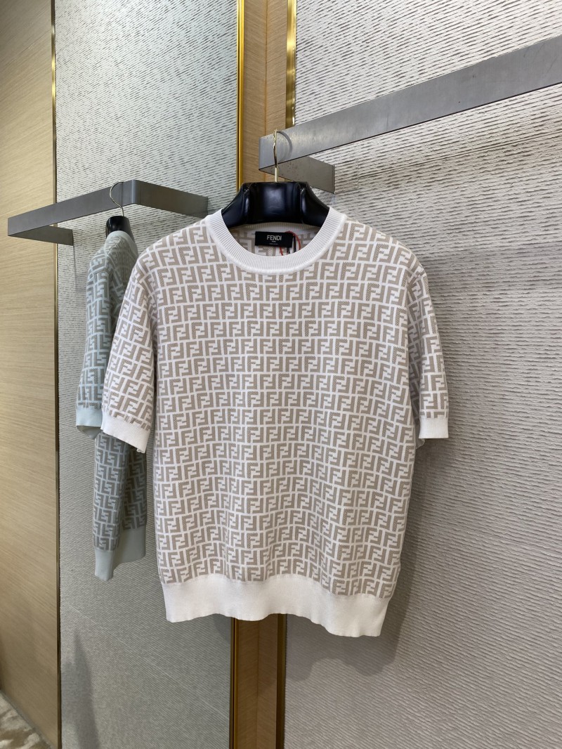 Fendi Full Print FF Knit Short Sleeve White 4