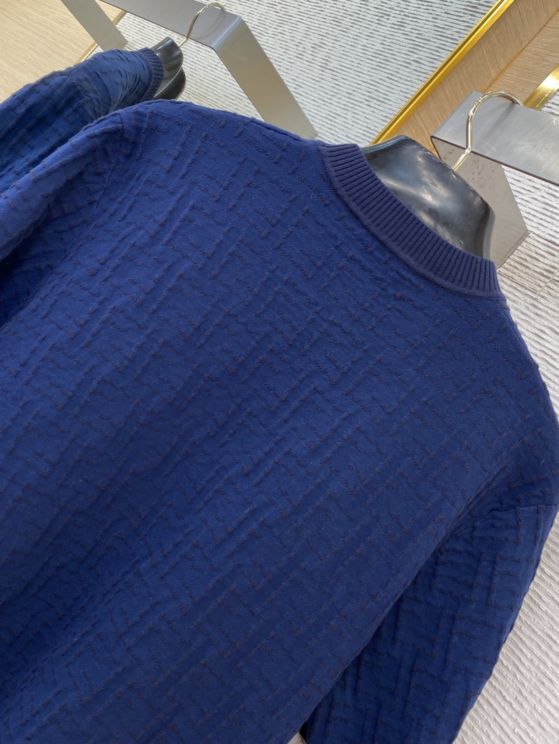 Fendi FF Jacquard Knit Short Sleeve T-Shirt Navy 7