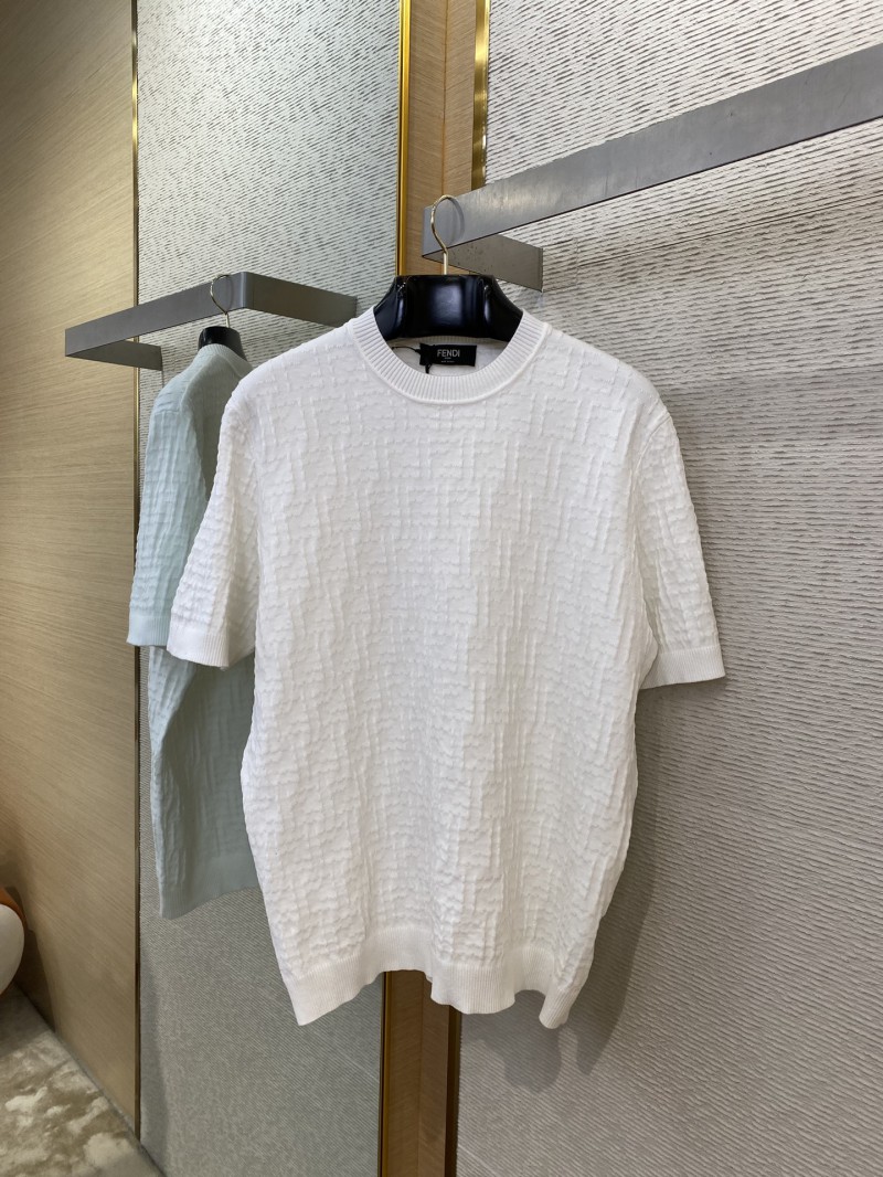 Fendi FF Jacquard Knit Short Sleeve T-Shirt White 4