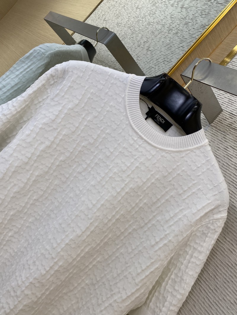 Fendi FF Jacquard Knit Short Sleeve T-Shirt White 5