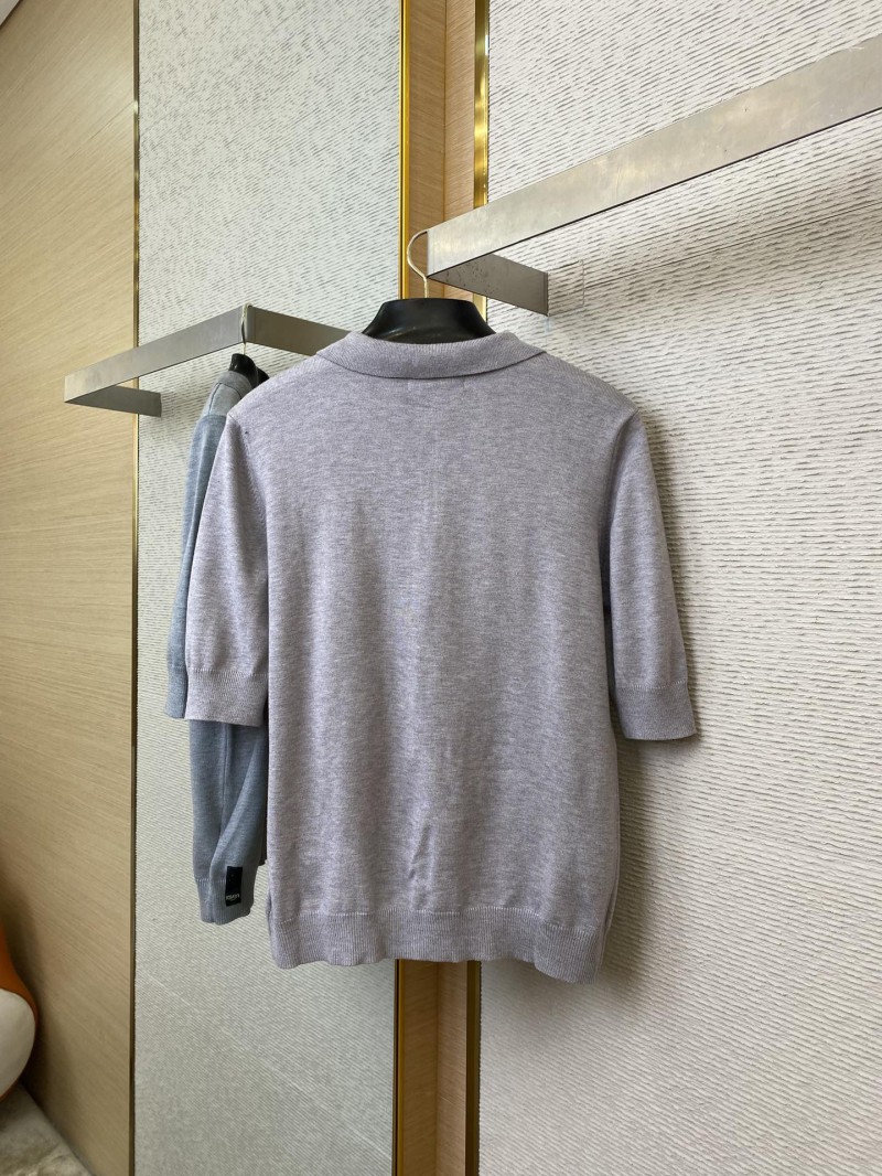 Fendi Embossed Logo Polo Neck Short Sleeve Grey 6