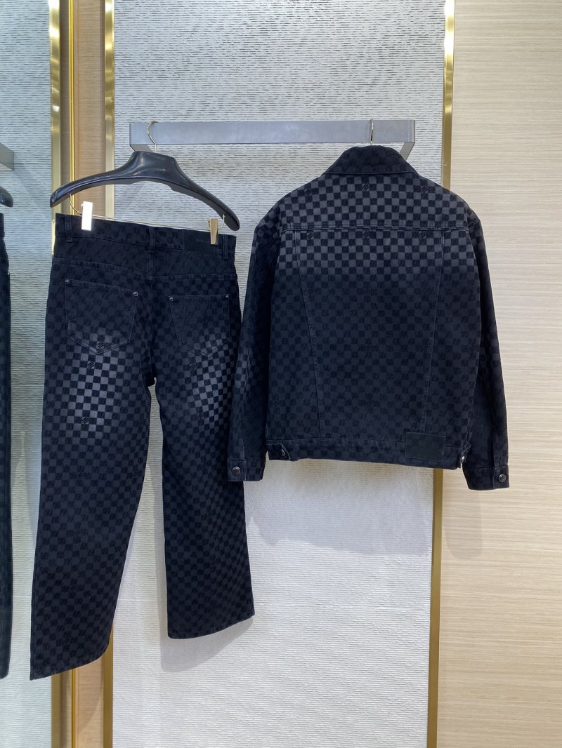 LV tessellated washed flocked denim outerwear 1
