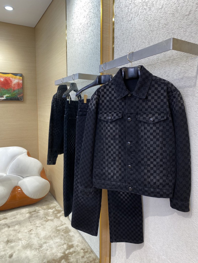 LV tessellated washed flocked denim outerwear 3