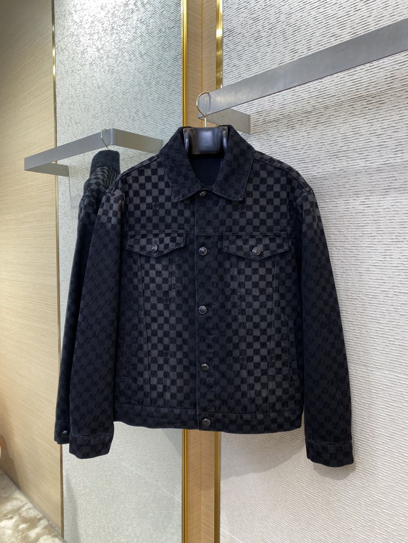 LV tessellated washed flocked denim outerwear 4