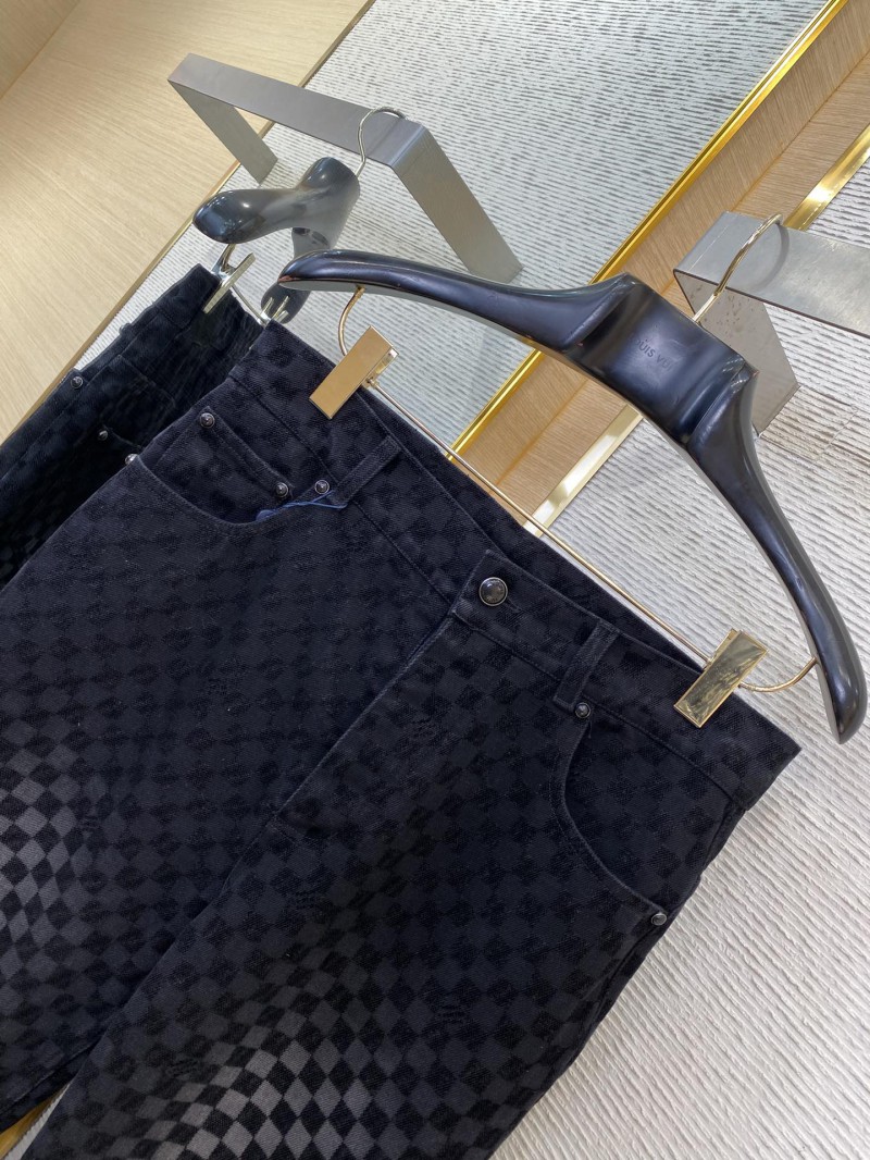 LV tessellated washed and flocked denim trousers 5