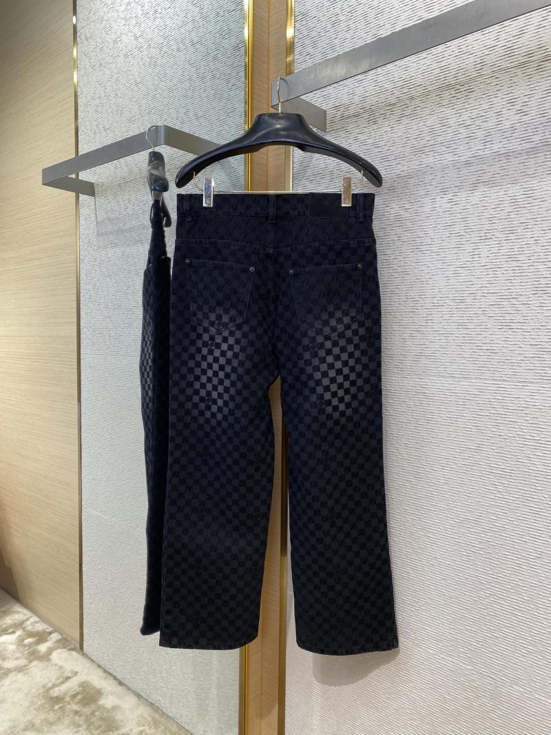 LV tessellated washed and flocked denim trousers 6