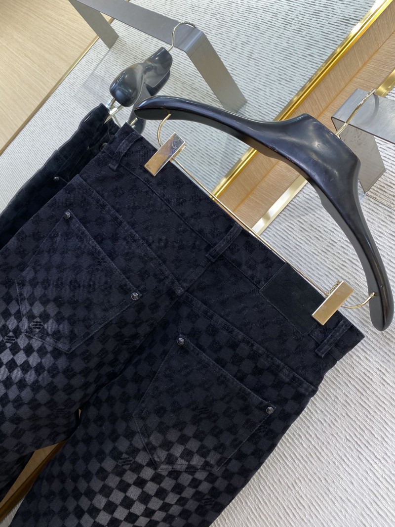 LV tessellated washed and flocked denim trousers 7