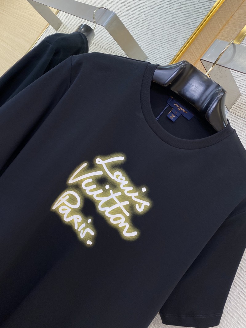 LV Neon Print Round Neck Short Sleeve Black 5