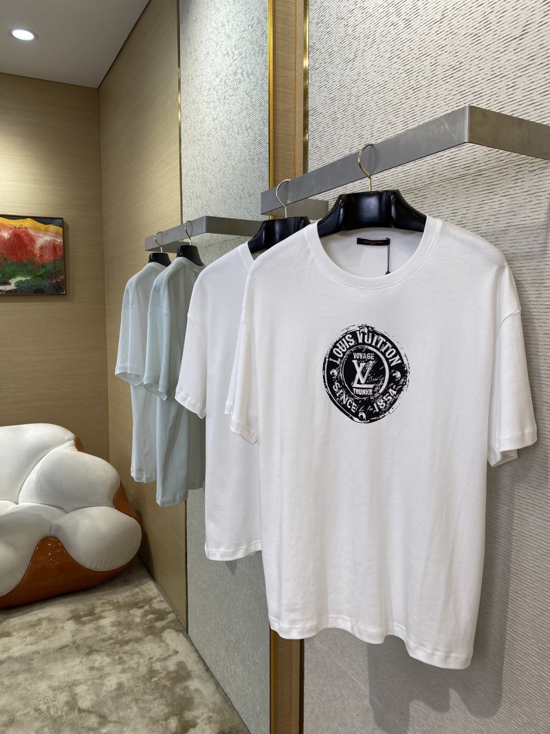 LV Logo Print Crew Neck Short Sleeve T-Shirt Black 2