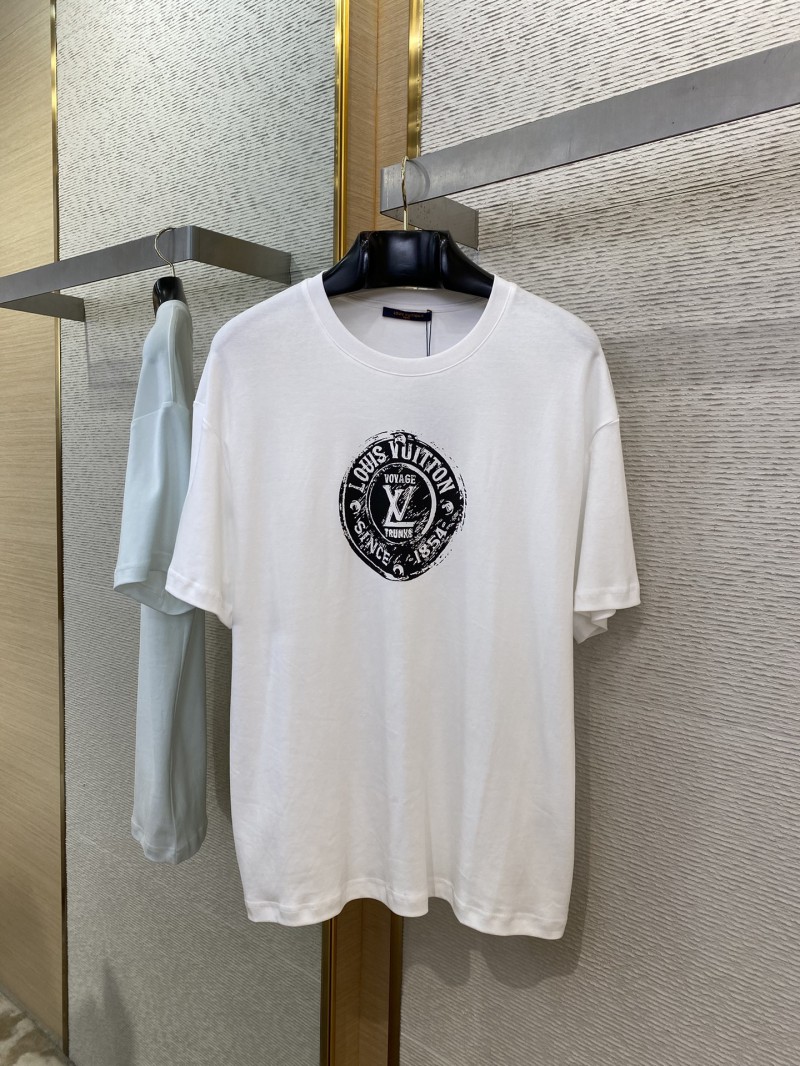 LV Logo Print Crew Neck Short Sleeve T-Shirt Black 4