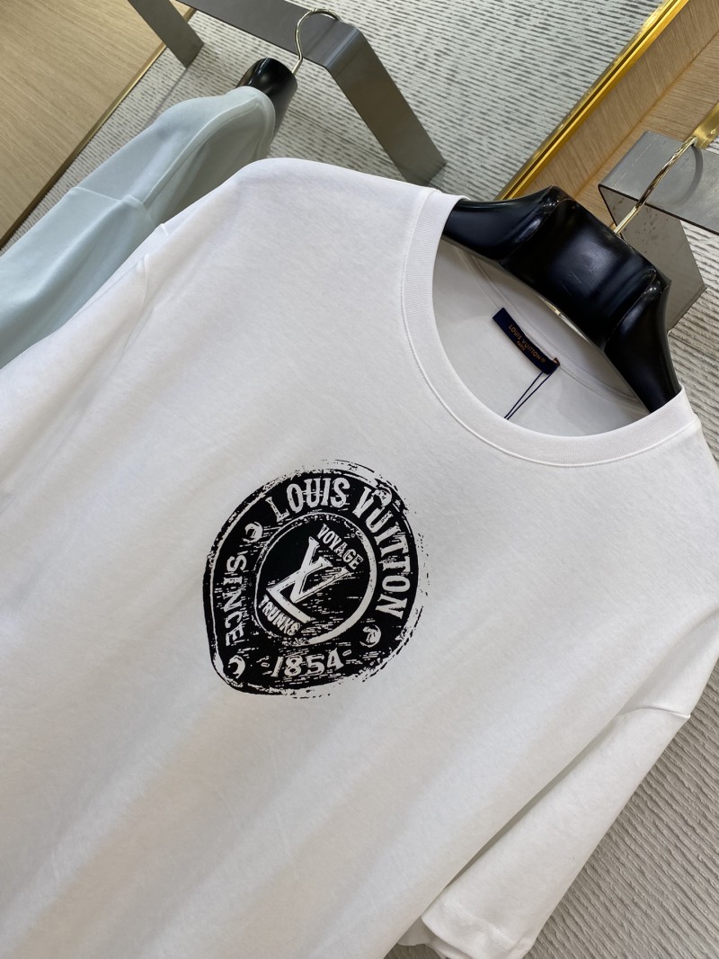 LV Logo Print Crew Neck Short Sleeve T-Shirt Black 5