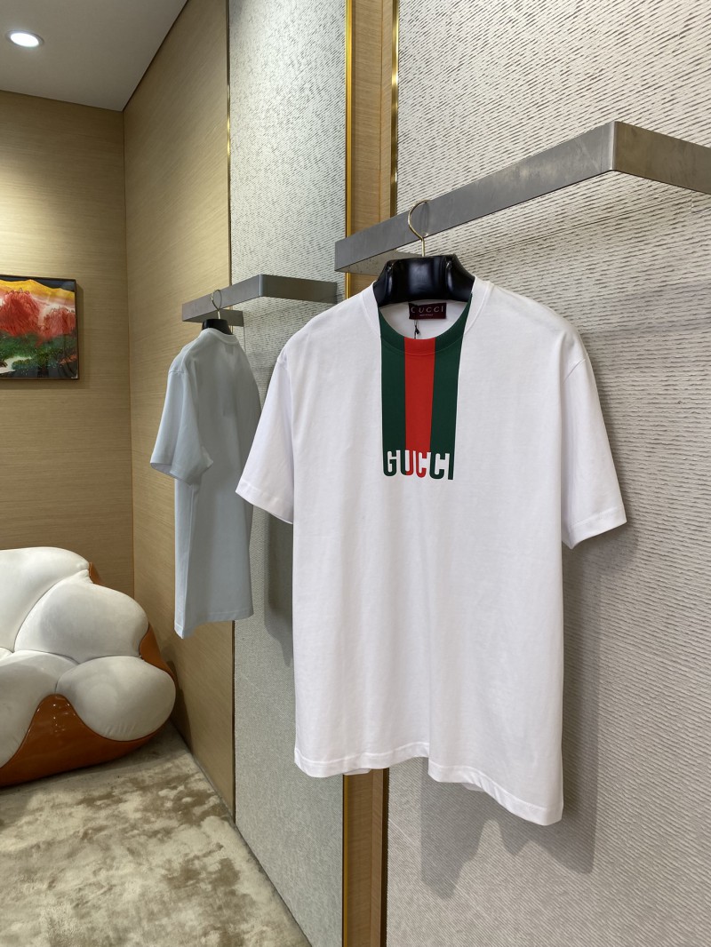 Gucci Collar Stripe Printed Round Neck Short Sleeve T-Shirt 2
