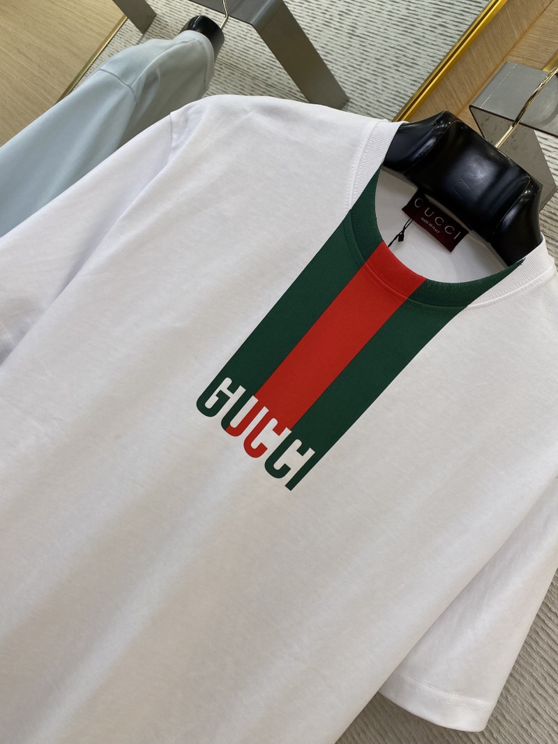 Gucci Collar Stripe Printed Round Neck Short Sleeve T-Shirt 5