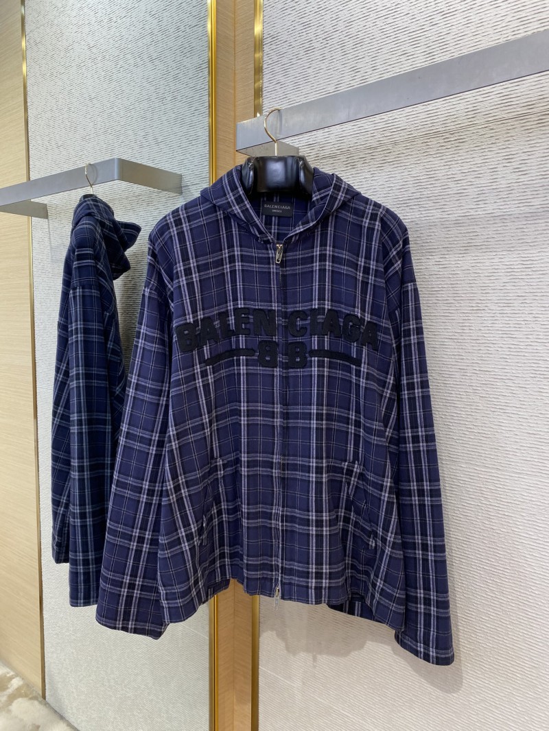 Balenciaga Plaid Zip Hooded Jacket 4