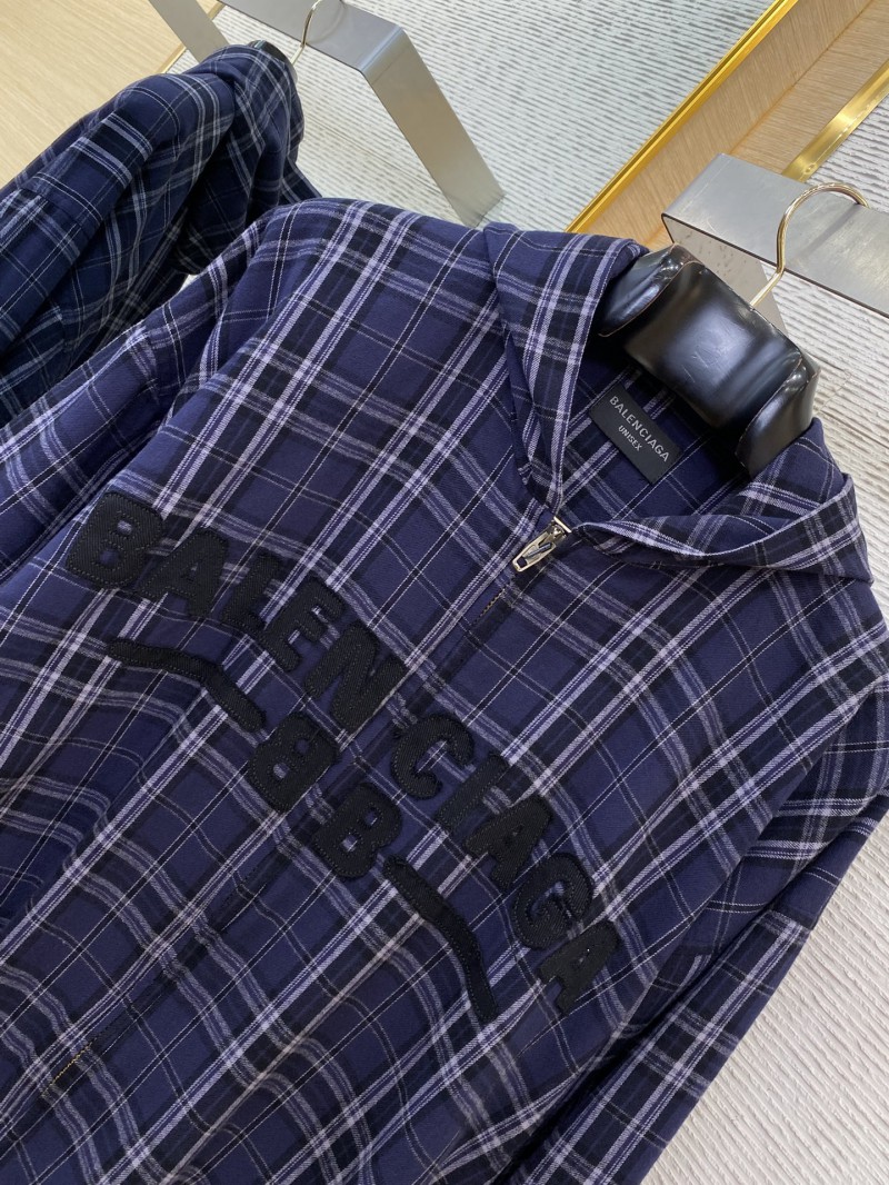 Balenciaga Plaid Zip Hooded Jacket 5