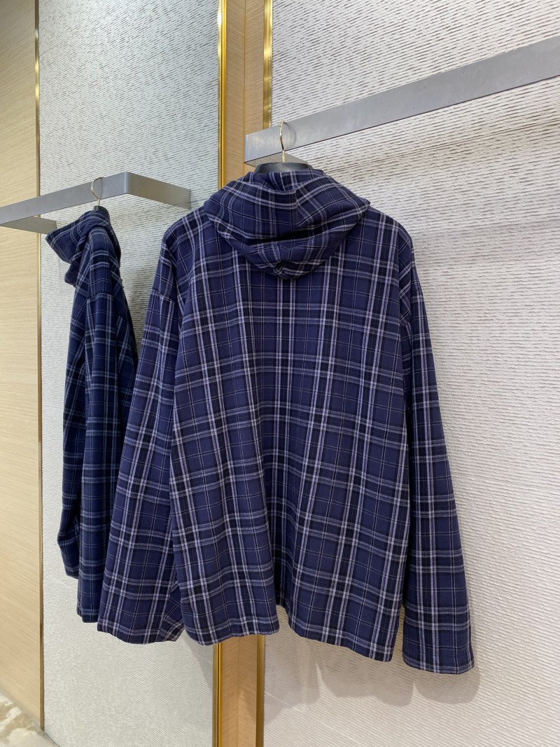 Balenciaga Plaid Zip Hooded Jacket 6