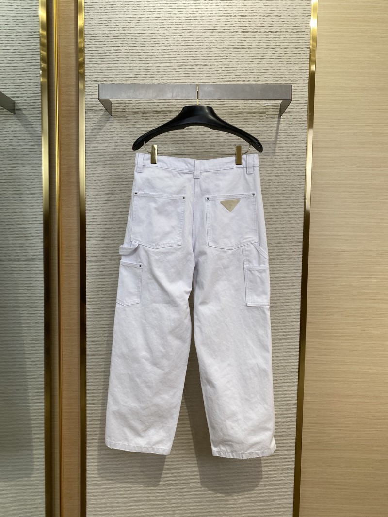 Prada Triangle Leather Label Denim Trousers 1 1