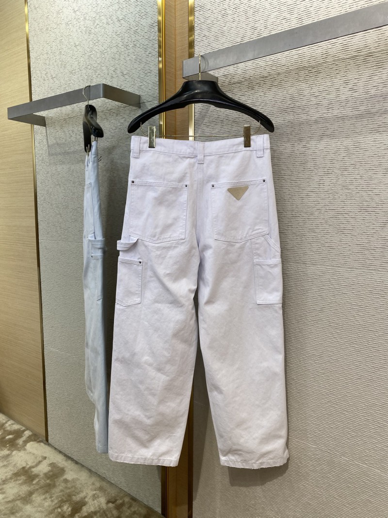 Prada Triangle Leather Label Denim Trousers 1 6