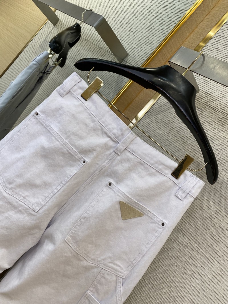 Prada Triangle Leather Label Denim Trousers 1 7