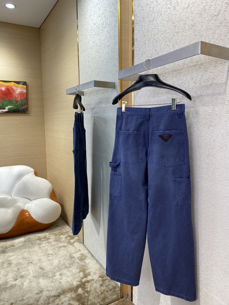 Prada Triangle Leather Label Denim Trousers 2 3