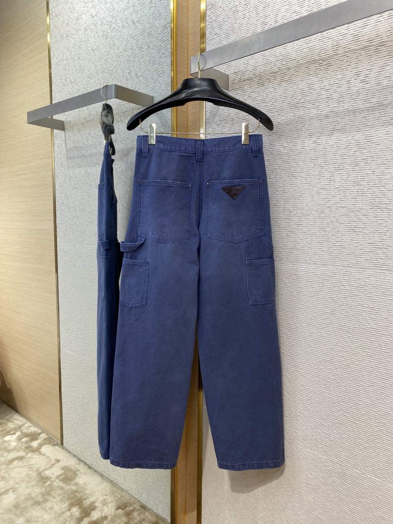 Prada Triangle Leather Label Denim Trousers 2 6