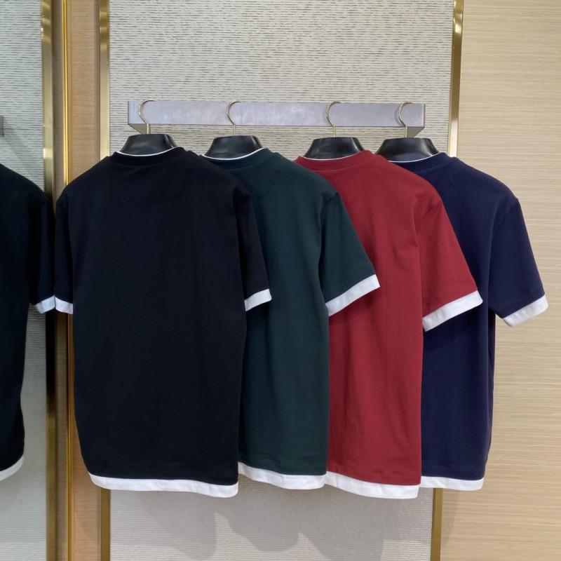 Prada Fake Double Layer Short Sleeve T-Shirt Green 1