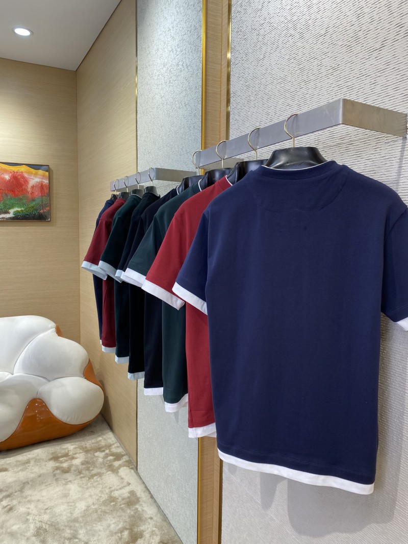 Prada Fake Double Layer Short Sleeve T-Shirt Navy 3