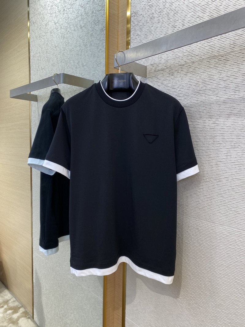 Prada Fake Double Layer Short Sleeve T-Shirt Black 4