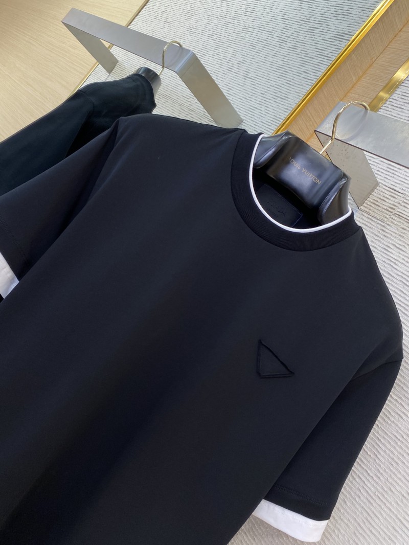 Prada Fake Double Layer Short Sleeve T-Shirt Black 5
