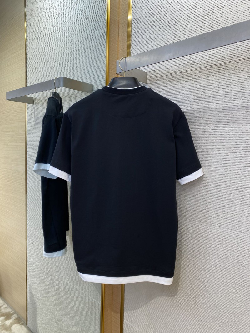 Prada Fake Double Layer Short Sleeve T-Shirt Black 6
