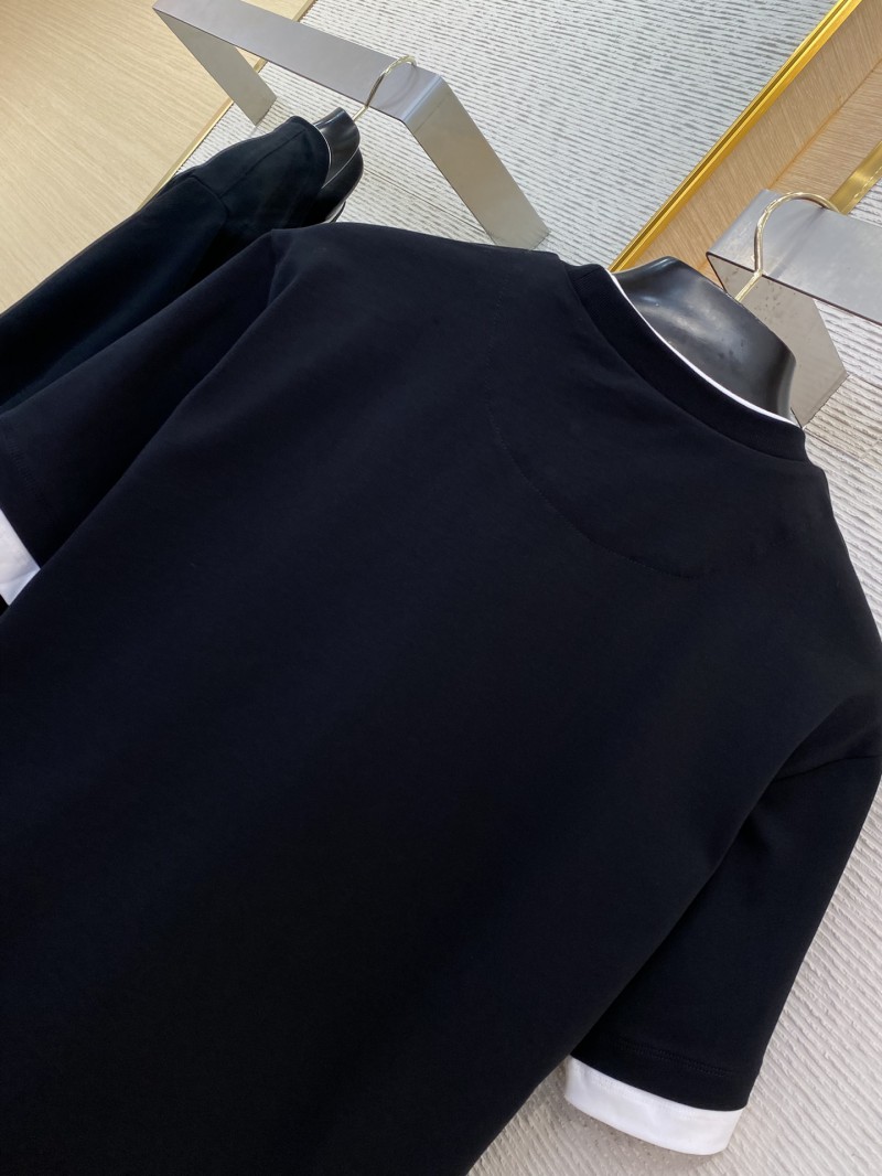 Prada Fake Double Layer Short Sleeve T-Shirt Black 7
