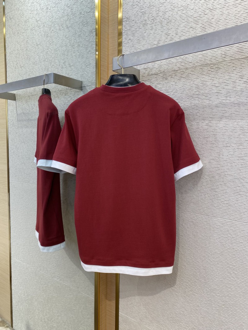 Prada Fake Double Layer Short Sleeve T-Shirt Red 6