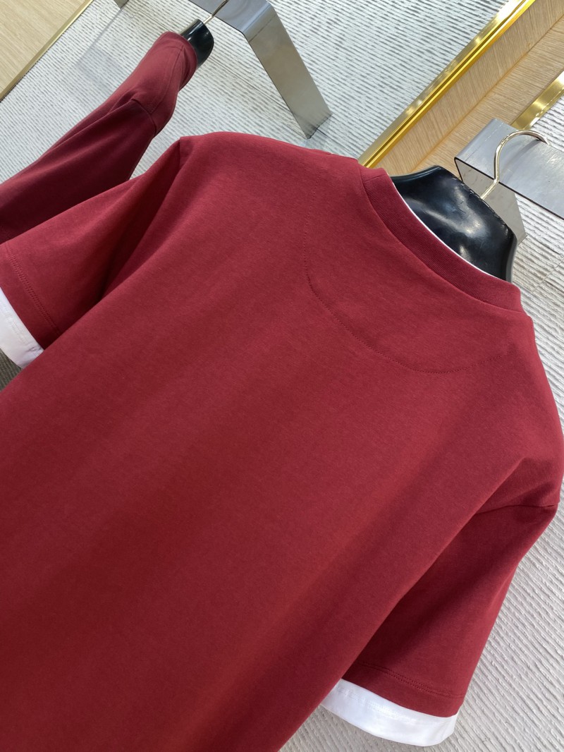 Prada Fake Double Layer Short Sleeve T-Shirt Red 7