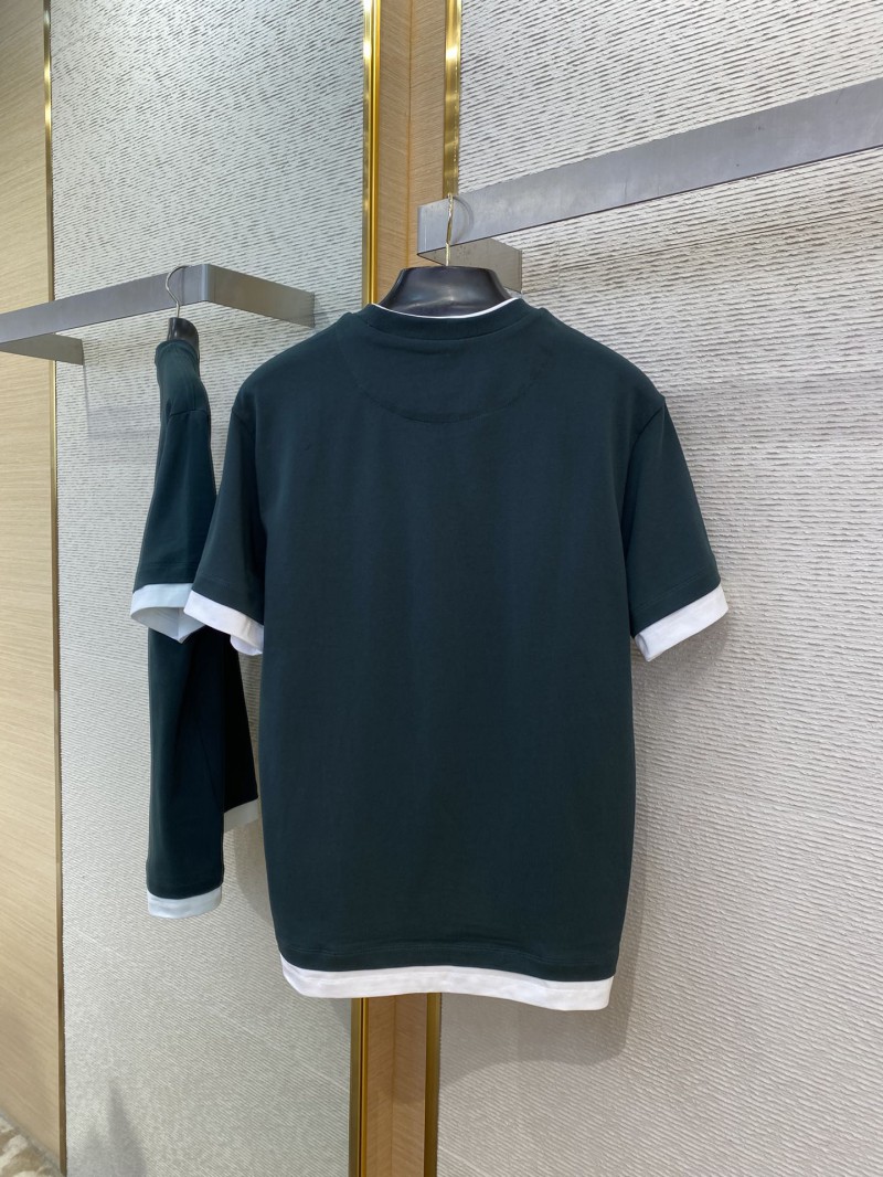 Prada Fake Double Layer Short Sleeve T-Shirt Green 6