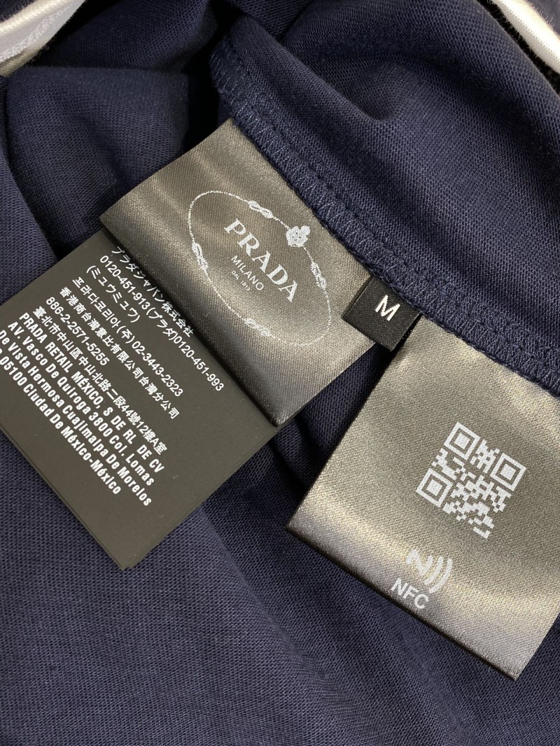Prada Fake Double Layer Short Sleeve T-Shirt Navy 8