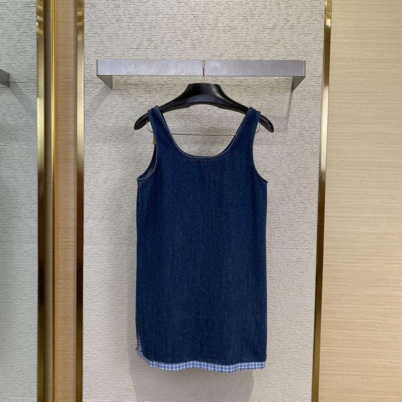 Miu Miu Logo Patchwork Denim Dress 1