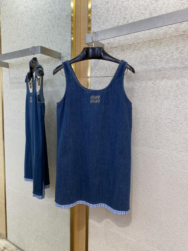 Miu Miu Logo Patchwork Denim Dress 3